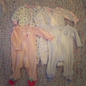EUC baby girl long sleeve pjs lot 3-6 months